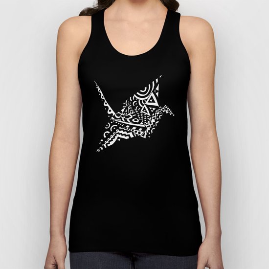 Paper Crane Bird Origami Doodle Unisex Tank Top