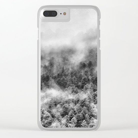 "Mountain light III BW". Foggy forest. Clear iPhone Case