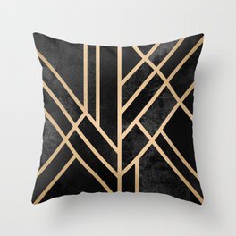 Art Deco Black Throw Pillow