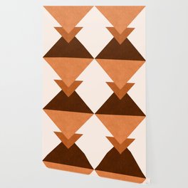 Geometric Blocks in Terracotta Wallpaper