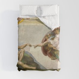 The Creation of Adam Michelangelo Original Fresco Painting Duvet Cover