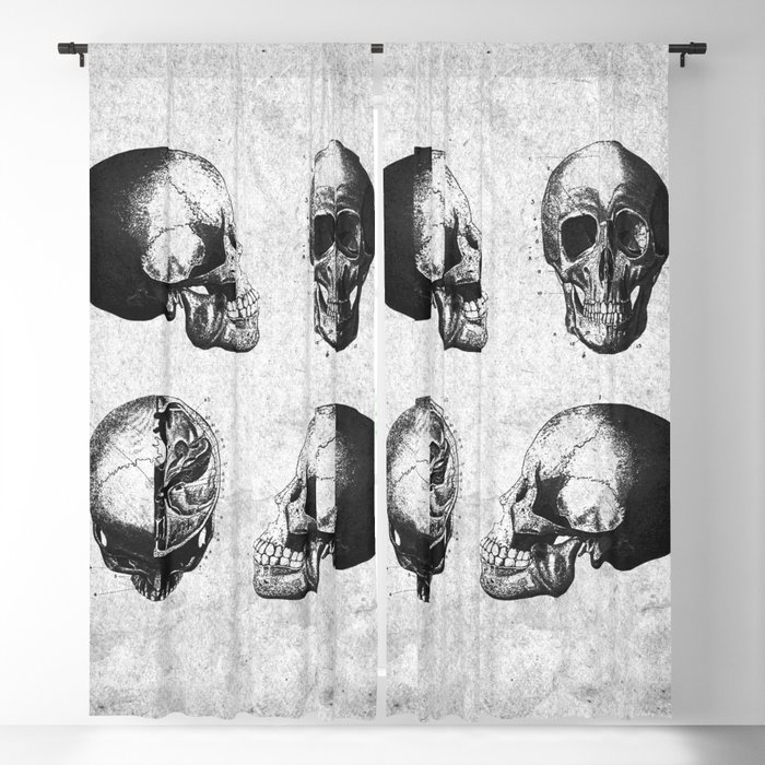Vintage Medical Engravings of a Human Skull Blackout Curtain