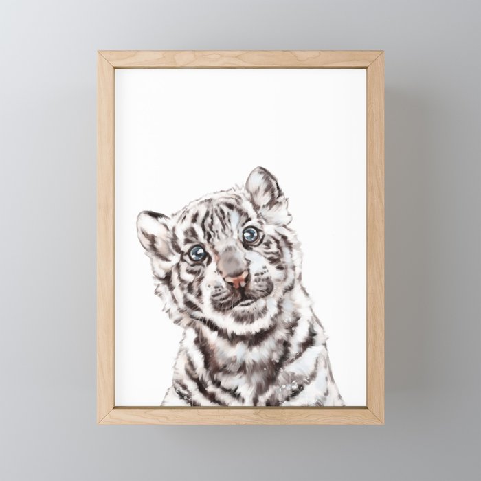 Baby White Tiger Framed Mini Art Print