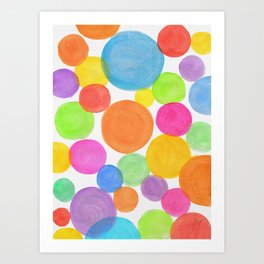 Rainbow coloured watercolour confetti Art Print