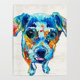 Colorful Little Dog Pop Art by Sharon Cummings Poster