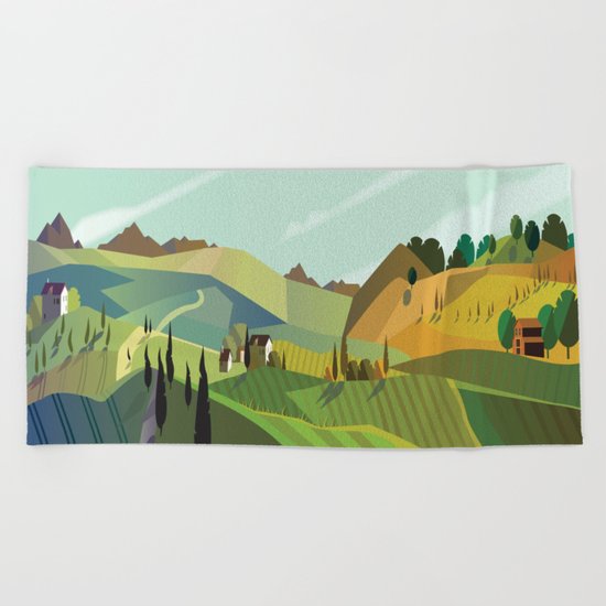 Autumn Landscape Beach Towel
