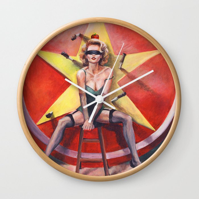 The Knife Thrower's Assistant Wall Clock