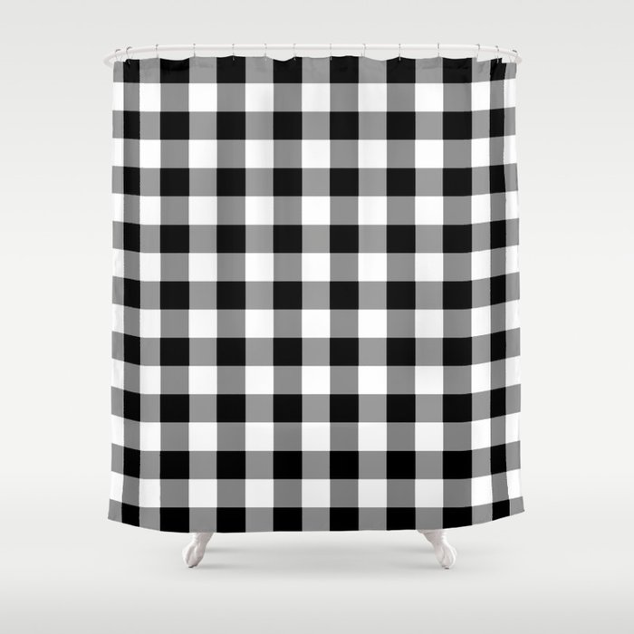 Black And White Country Buffalo Check Shower Curtain By Shabbyhappydesigns