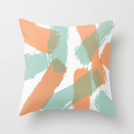 Brush Strokes Orange and Aqua Throw Pillow