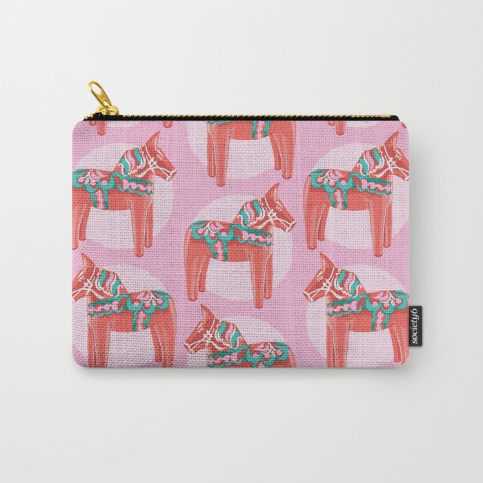 Pink Dala Horse  Carry-All Pouch