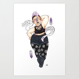 Fat Witch Pride Art Print | Drawing, Goth, Pop Art, Fat, Lowbrow, Witch, Illustration, Magick, Plussize, People 