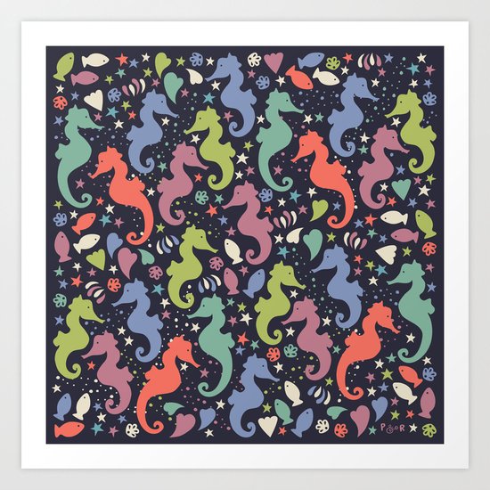 Dancing Seahorses Art Print
