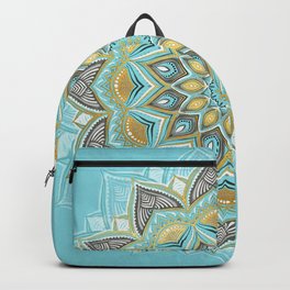 Cyan & Golden Yellow Sunny Skies Medallion Backpack