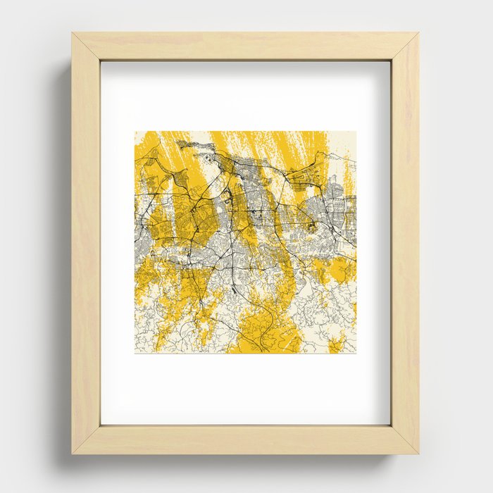 San Juan, USA - City Map Painting - Yellow Recessed Framed Print