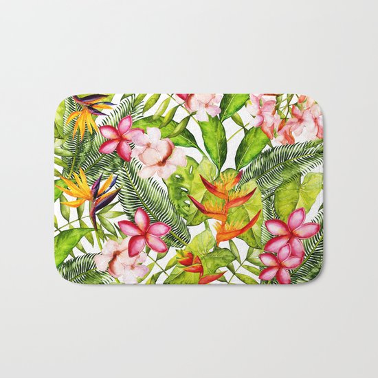 My Aloha Tropical Flower Hibiscus Garden on #Society6 Bath Mat