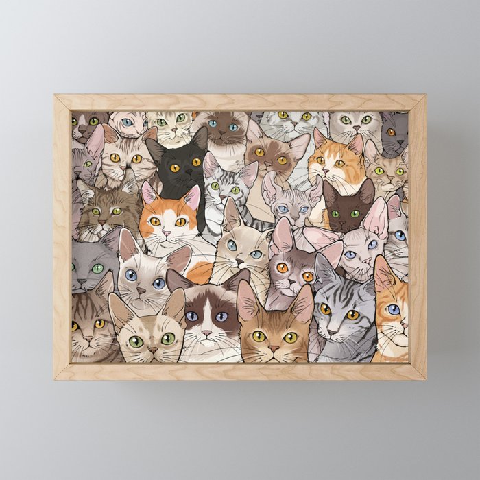 A lot of Cats Framed Mini Art Print