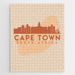 CAPE TOWN SOUTH AFRICA CITY MAP SKYLINE EARTH TONES Jigsaw Puzzle