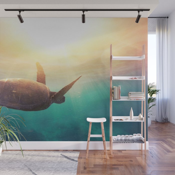 Sea Turtle - Underwater Nature Photography Wall Mural