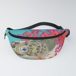 Sea turtle in Coral Fanny Pack