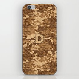 Personalized  D Letter on Brown Military Camouflage Army Commando Design, Veterans Day Gift / Valentine Gift / Military Anniversary Gift / Army Commando Birthday Gift  iPhone Skin