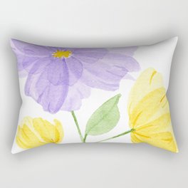 Overlapping Purple and Yellow Flowers Rectangular Pillow