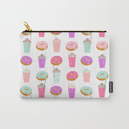Coffee and Donuts pastel pink mint cute pattern gifts for valentines day love Carry-All Pouch