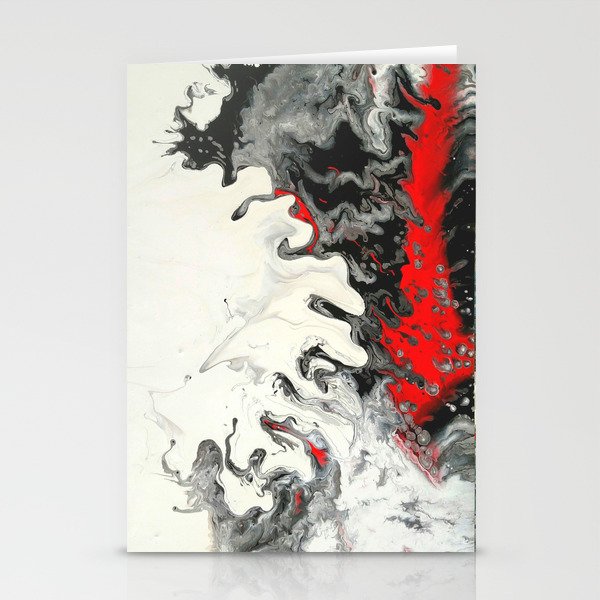 Black Red White Fluid Marble Painting Abstract Art Stationery
