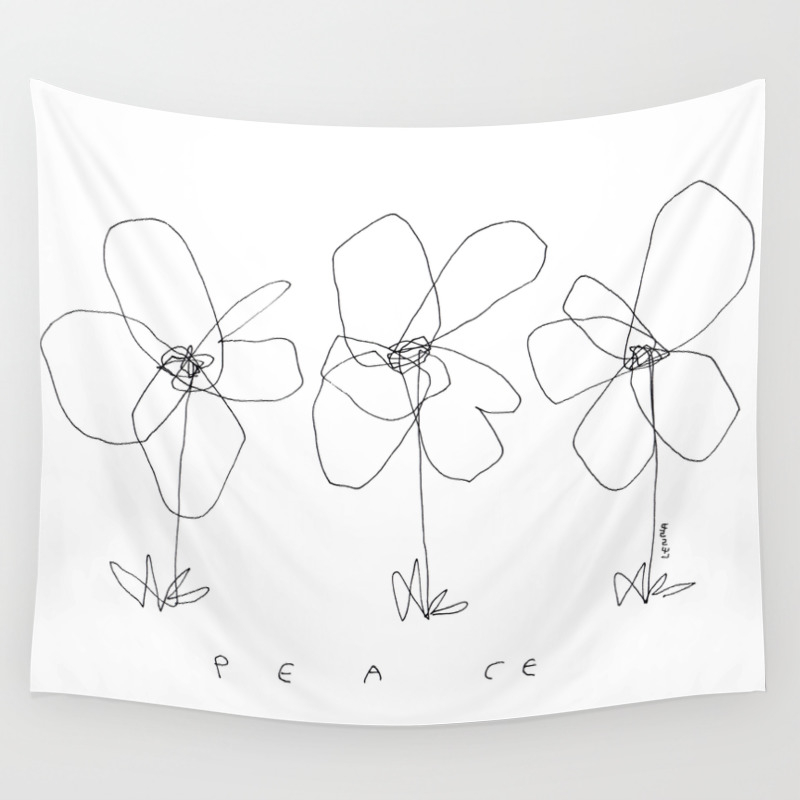 Although It Was Easy When We Were Babies No 0 Black And White Line Art Minimal Flower Illustration Wall Tapestry By Blackandwhitebylennaarty Society6,Aesthetic Drawings Simple Easy