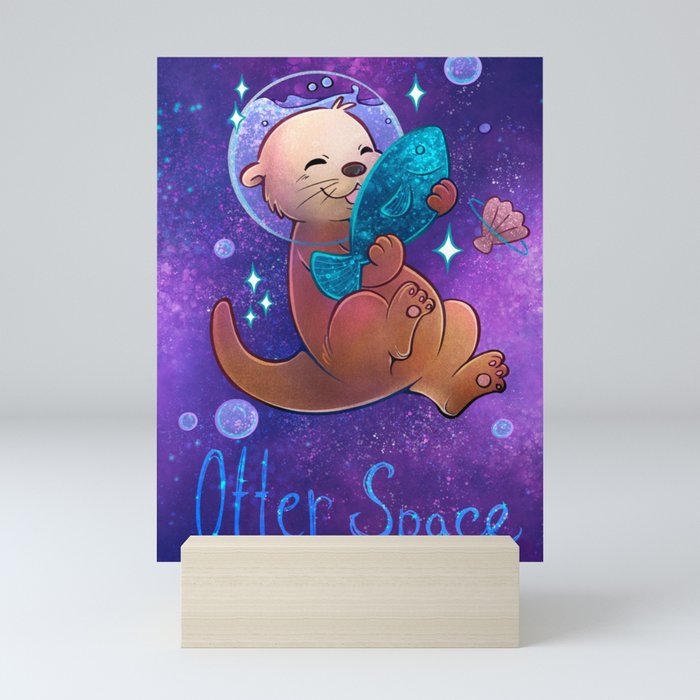 Kawaii Otter Space Mini Art Print