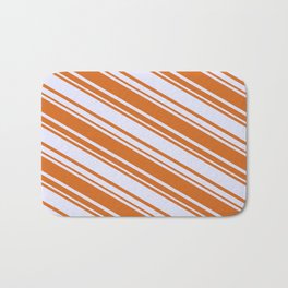[ Thumbnail: Chocolate & Lavender Colored Lined/Striped Pattern Bath Mat ]