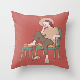Thinking about life Throw Pillow