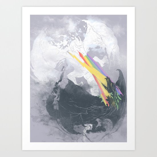 Clash of the sky Dragons Art Print