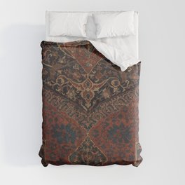 Boho Chic Dark VII // 17th Century Colorful Medallion Red Blue Green Brown Ornate Accent Rug Pattern Duvet Cover