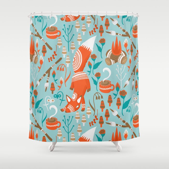 Campside Fox Shower Curtain By Musingtreedesigns Society6 Campside Fox Shower Curtain