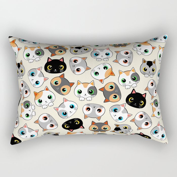 Kitty Cats Kawaii Cute Characters Childhood Pattern Rectangular Pillow