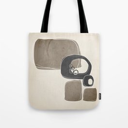 Retro Abstract Design in Charcoal Grey and Taupe Tote Bag