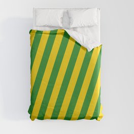 [ Thumbnail: Yellow & Forest Green Colored Stripes/Lines Pattern Duvet Cover ]