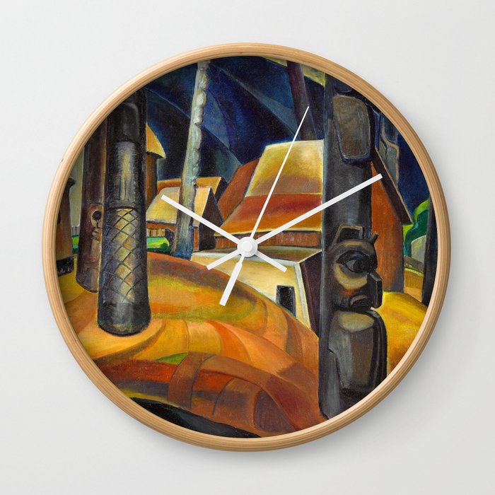 Kispiax Village, Kispiox, 1929 by Emily Carr Wall Clock