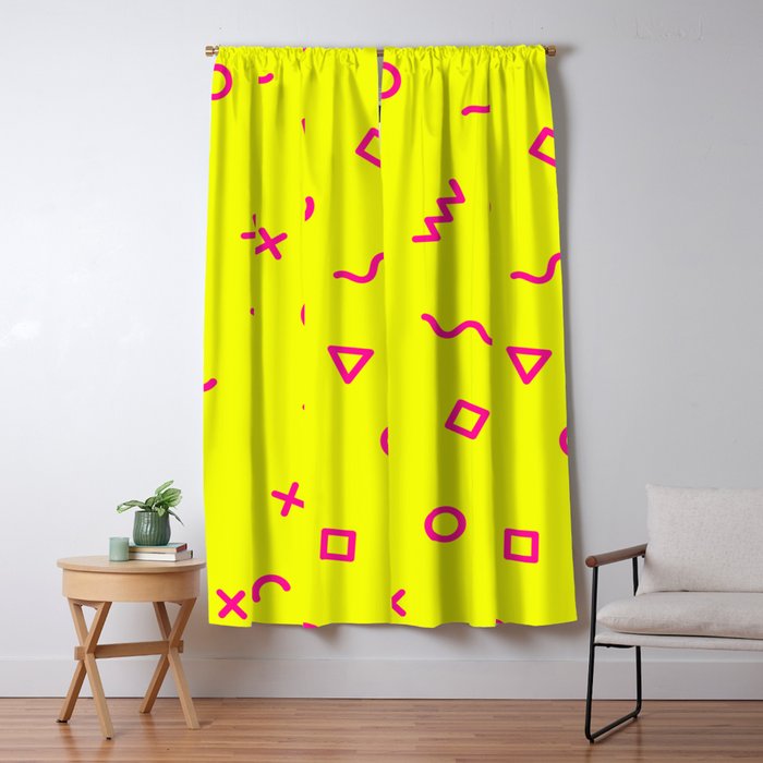 Bright Yellow Pink Memphis Blackout Curtain By Nlmiller07art