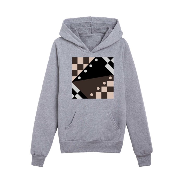 Brown abstract geometric Kids Pullover Hoodie