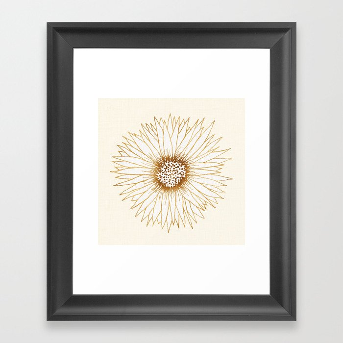 Gold Sunflower Drawing Framed Art Print