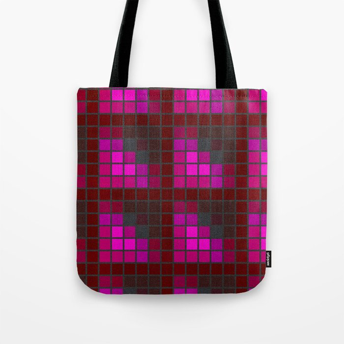 Pink Red and Green Velvet Squares Pattern Tote Bag