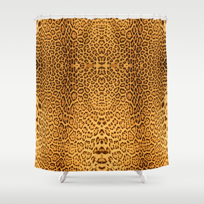 Brown Beige Leopard Animal Print Shower Curtain