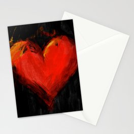 Brush strokes red hearts Stationery Card