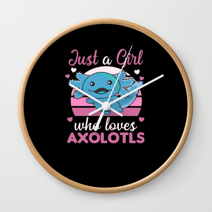 Axolotl Lovers Sweet Animals For Girls Pink Wall Clock