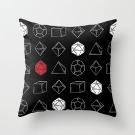 Black Dungeons and Dragons Dice Set Pattern Throw Pillow