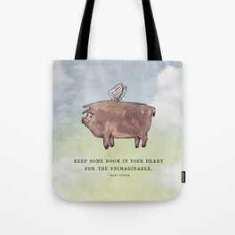Leave Some Room in Your Heart for the Unimaginable Digital Painting of Pig Flying Tote Bag