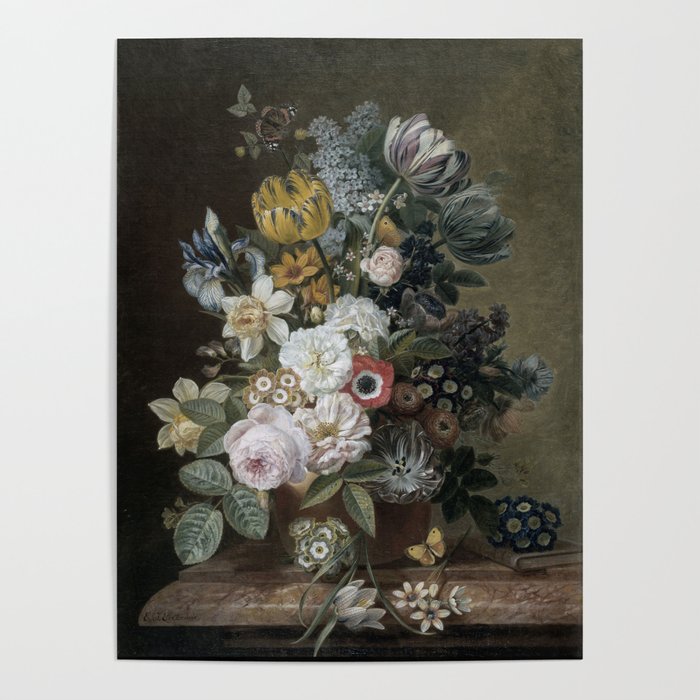 Still Life with Flowers, Eelke Jelles Eelkema (1815 - 1839) Poster