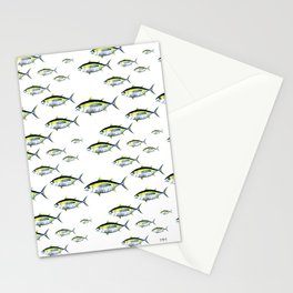 Bigeye Tuna, Watercolor Illustration, Fish, Pattern, Repeat, School of Fish Stationery Card