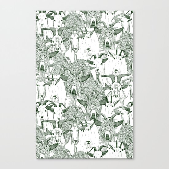 just goats dark green Canvas Print